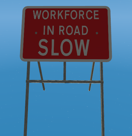 Workforce in road - SLOW